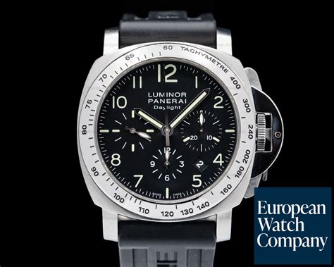 Panerai Luminor Chronograph Daylight SS Black Dial.